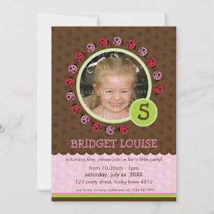 KINDERGEBURTSTAG PARTY INVITE niedlicher Ladybird- Einladung