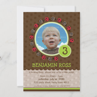 KINDERGEBURTSTAG PARTY INVITE niedlicher Ladybird- Einladung