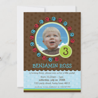 KINDERGEBURTSTAG PARTY INVITE niedlicher Ladybird- Einladung