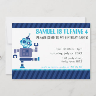 KINDERGEBURTSTAG PARTY INVITE niedlicher Tanzrobot Einladung