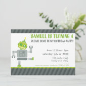 KINDERGEBURTSTAG PARTY INVITE niedlicher Tanzrobot Einladung (Stehend Vorderseite)