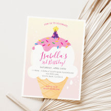 KINDERGEBURTSTAG PARTY INVITE Retro-Eis-Kegel