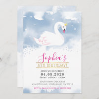 KINDERGEBURTSTAG PARTY INVITE schwan Prinzessin go