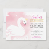 KINDERGEBURTSTAG PARTY INVITE schwan Prinzessin go Einladung (Vorderseite)