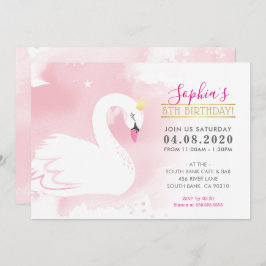 KINDERGEBURTSTAG PARTY INVITE schwan Prinzessin go Einladung