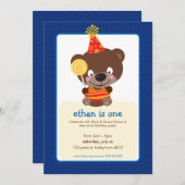 KINDERGEBURTSTAG PARTY INVITE Teddybear lollipop 1 Einladung (Vorne/Hinten)