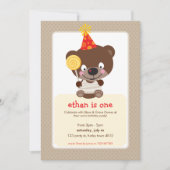KINDERGEBURTSTAG PARTY INVITE Teddybear lollipop Einladung (Vorderseite)
