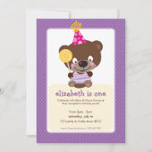 KINDERGEBURTSTAG PARTY INVITE Teddybear lollipop Einladung (Vorderseite)