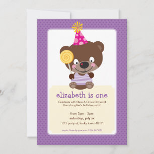 KINDERGEBURTSTAG PARTY INVITE Teddybear lollipop Einladung