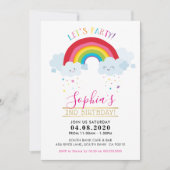 KINDERGEBURTSTAG PARTY Kawaii Regenbogen niedliche Einladung (Vorderseite)