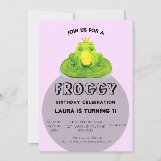 Kindergeburtstag Party King Frog Einladung (Vorderseite)