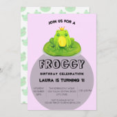 Kindergeburtstag Party King Frog Einladung (Vorne/Hinten)