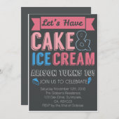 Kindergeburtstag Party Kuchen Eiscreme Einladung (Vorne/Hinten)