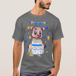 Kindergeburtstag Party Kuchen Niedlich Piglet Farm T-Shirt