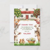 Kindergeburtstag Party Landtiere für Foto Dankeskarte (Vorderseite)