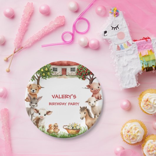 Kindergeburtstag Party Landtiere für Mädchen Pappteller (Party)