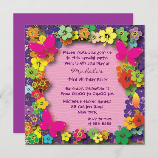 Kindergeburtstag Party: Mein Geheimgarten Einladung (Vorne/Hinten)