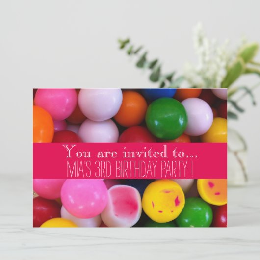 Kindergeburtstag-Party mit Bonbonbons Einladung (Stehend Vorderseite)