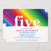 KINDERGEBURTSTAG PARTY Moderner, farbenfroher Rege Einladung (Vorne/Hinten)