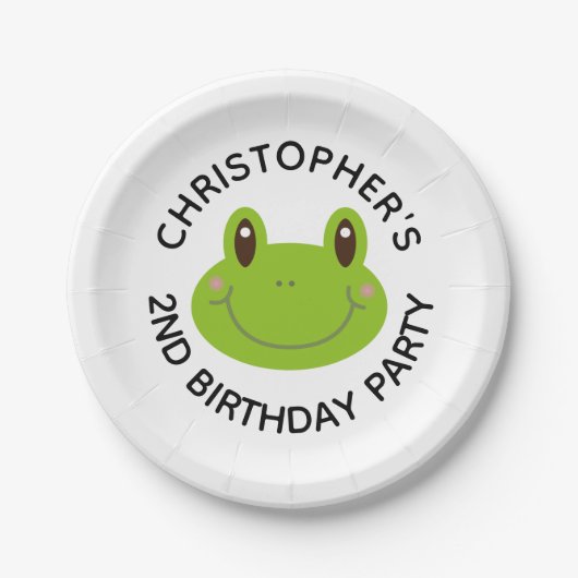 Kindergeburtstag Party Personalisiert Frosch Pappteller (Vorderseite)