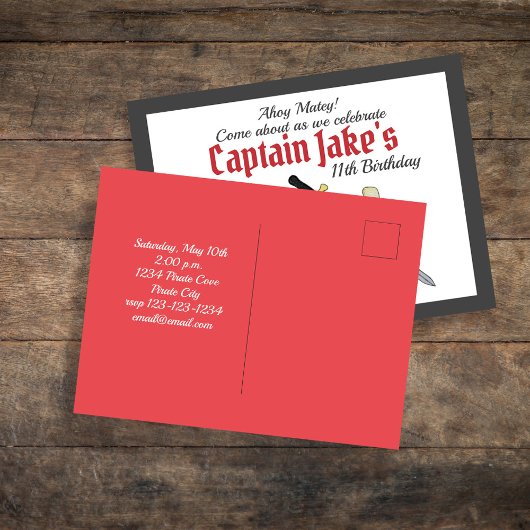 Kindergeburtstag Party Pirate Einladung Postkarte