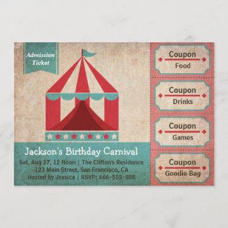 Kindergeburtstag Party - Ticket für die Karnevalsb Einladung