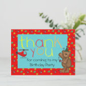 Kindergeburtstag Party Vielen Dank Karten (Stehend Vorderseite)