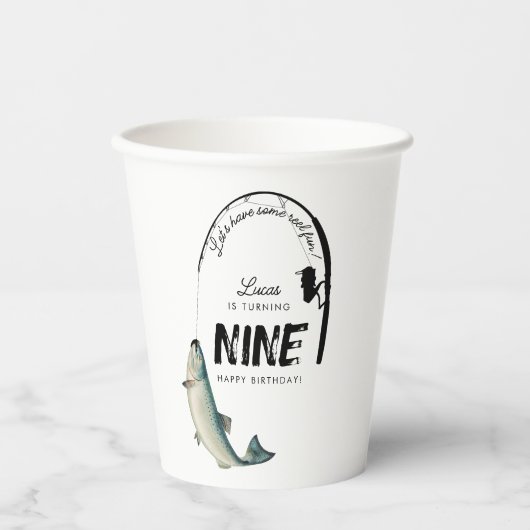 Kindergeburtstag-Party zum Thema Fischfang Pappbecher (Vorderseite)