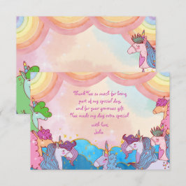 Kindergeburtstag Pastel Unicorn Dankeskarte