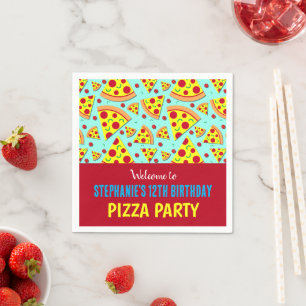 Kindergeburtstag Pepperoni Pizza Gemustertes Party Serviette