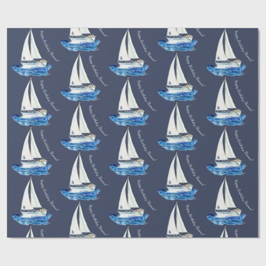 Kindergeburtstag Personalisiert Ocean Sailboat Mus Geschenkpapier (Flach)