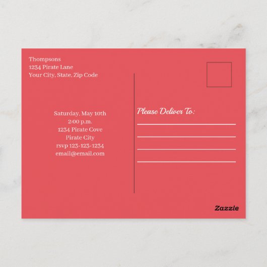 Kindergeburtstag Pirate Treasure Karte (Rückseite)