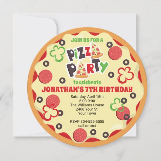 Kindergeburtstag Pizza Party Einladung (Vorderseite)