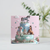 Kindergeburtstag PONIES & CASTLES Einladung (Stehend Vorderseite)