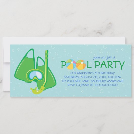 Kindergeburtstag Pool Party Einladungen (Vorderseite)