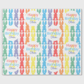 Kindergeburtstag Rainbow Bunny Muster Personalisie Geschenkpapier (Flach)