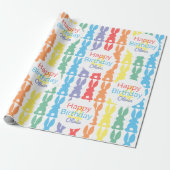 Kindergeburtstag Rainbow Bunny Muster Personalisie Geschenkpapier (Ungerollt)