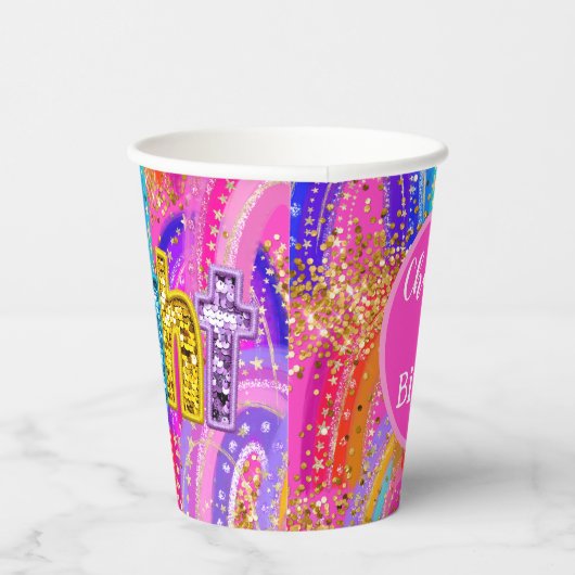 Kindergeburtstag Rainbow Pappbecher (Rechts)