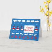 Kindergeburtstag Red White Blue Patriotic Sailing Karte (Gelbe Blume)