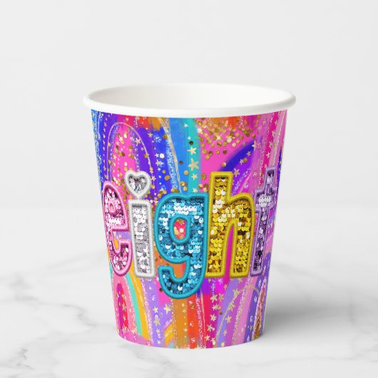 Kindergeburtstag Regenbogen Pappbecher (Rückseite)