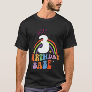 Kindergeburtstag Retro Crown Baby Girls 3 Jahre al T-Shirt