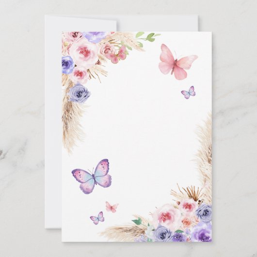 Kindergeburtstag Rosa Lila Schmetterlinge Einladung (Rückseite)