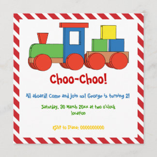 Kindergeburtstag rot, weiße Streifen Einladung