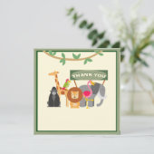 Kindergeburtstag Safari Flat Danke Karte (Stehend Vorderseite)