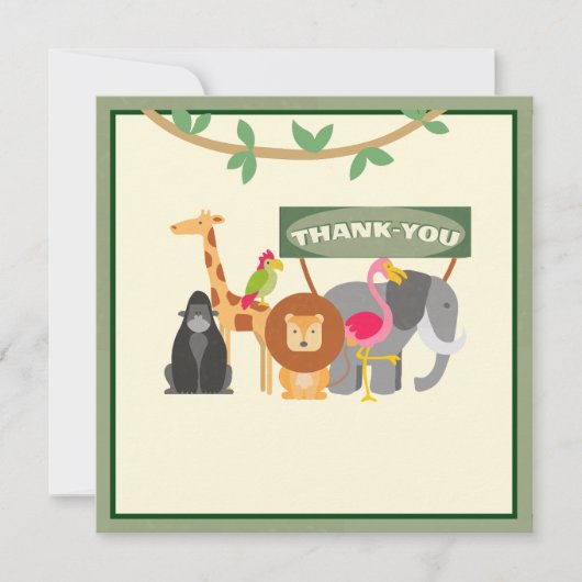 Kindergeburtstag Safari Flat Danke Karte (Vorderseite)