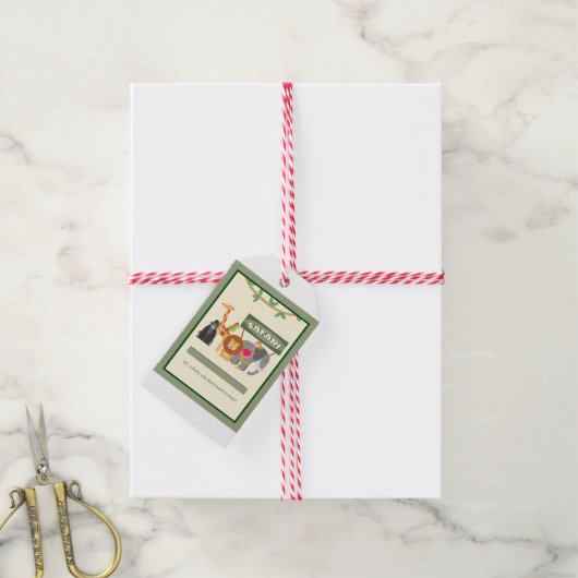 Kindergeburtstag Safari-Geschenkstempel Geschenkanhänger (Mit Garn)