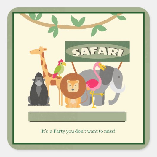 Kindergeburtstag Safari Square Sticker (Vorderseite)