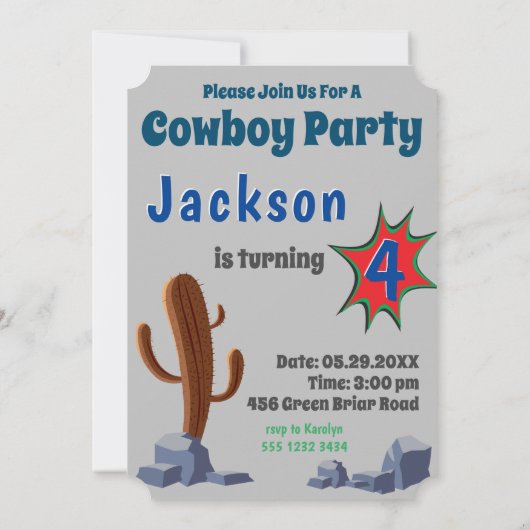 Kindergeburtstag Sheriff Einladung (Rückseite)