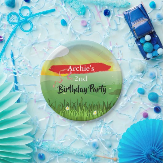 Kindergeburtstag Spaß Fields Rustikales Festival Pappteller (Party)