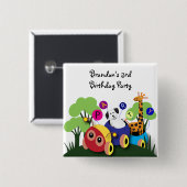 Kindergeburtstag: Spaß-Raupenzug Button (Vorne & Hinten)